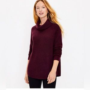 NWT LOFT Bold Bordeaux Cowl Neck Tunic Sweater